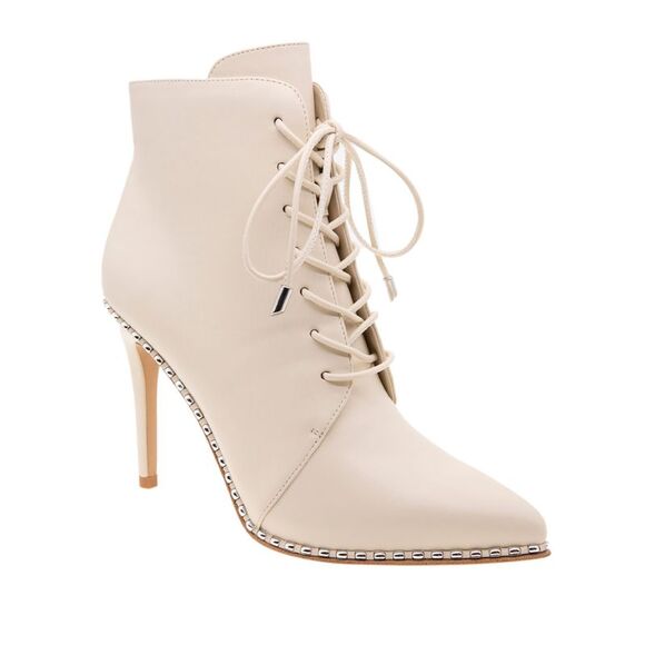 BCBGENERATION Womens Ivory Ball Chain Haxah Pointed Toe Stiletto Booties 10